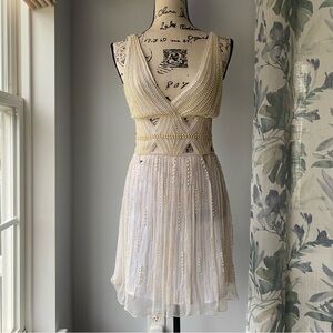 SOLD- Do Not Buy - Cecilia De Bucourt ethereal white beaded fairy cut-out dress